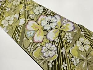 斜線に桜尽くし模様織出し袋帯